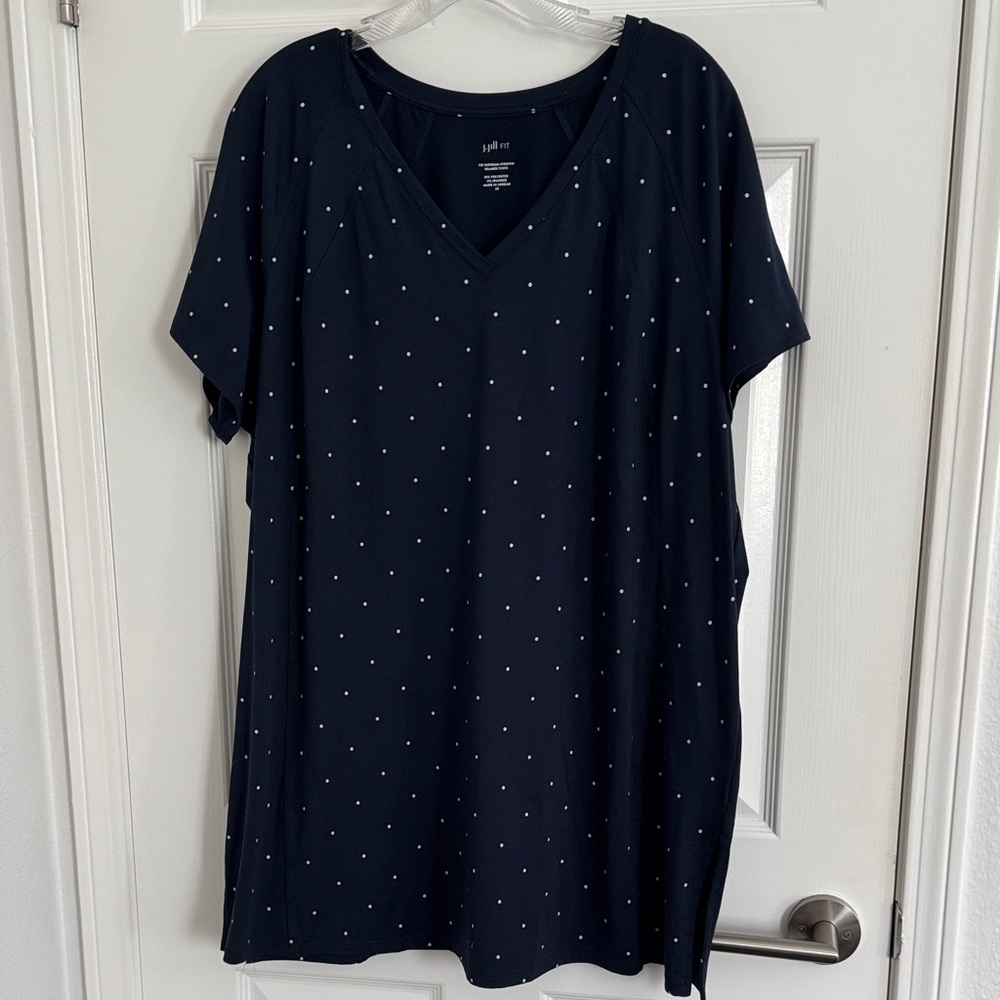 J Jill V-Neck Polka Dot Tee
